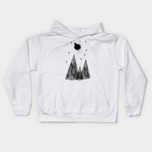 Full Moon and Stars high above the Mountains Abstract Kids Hoodie